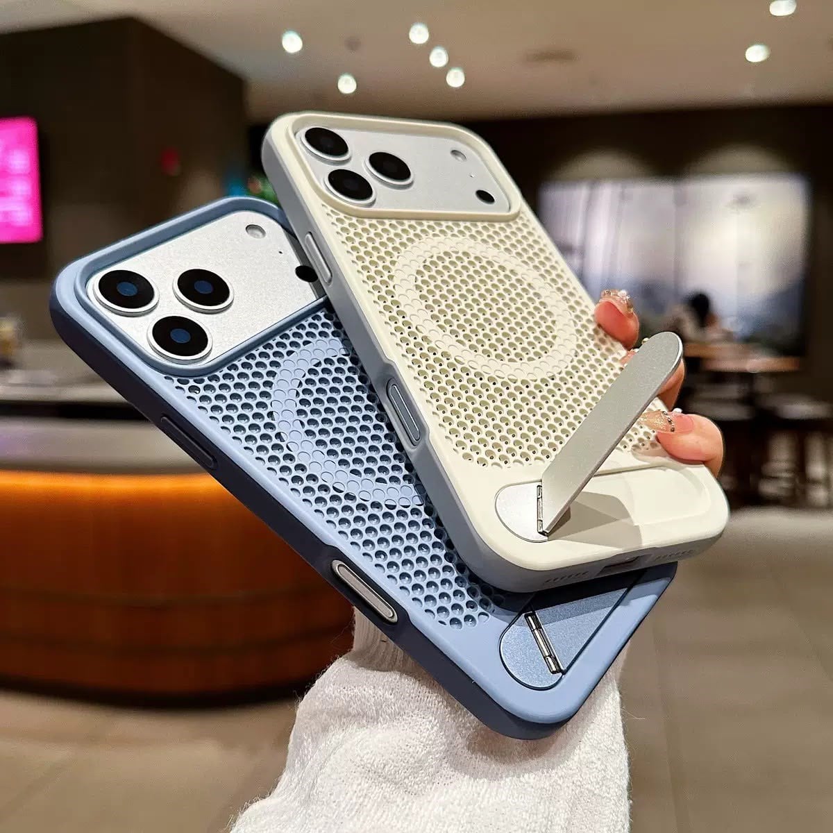 Honeycomb Petek Desenli Standlı Kılıf Turuncu Renkli