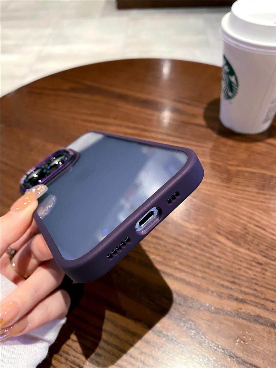 Kamera Korumalı Sararmaz Plexi Cam Krom Çerçeveli Luxury Telefon Kılıfı Yeşil Renkli