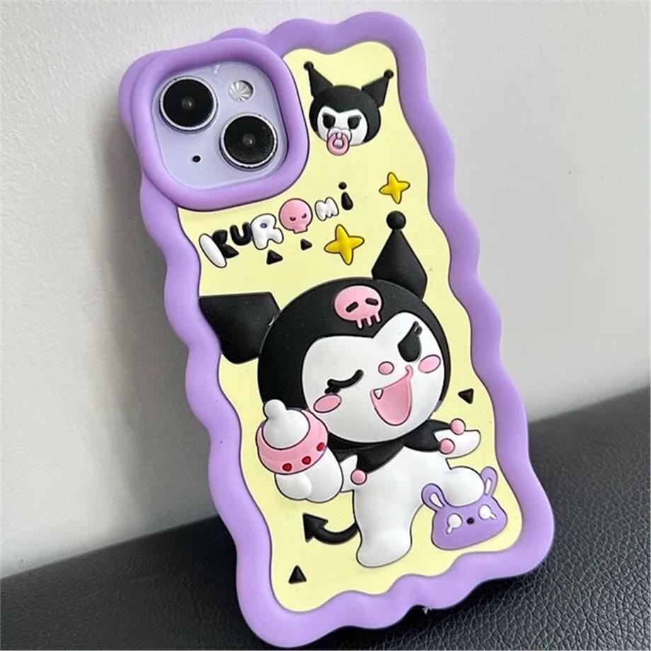 Kuromi Figürlü Hamur Telefon Kılıfı Mor