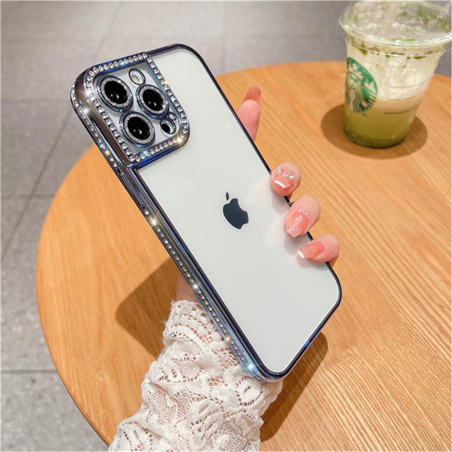 Lazer Kamera ve Lens Korumalı Taşlı Deluxe Kılıf Mavi
