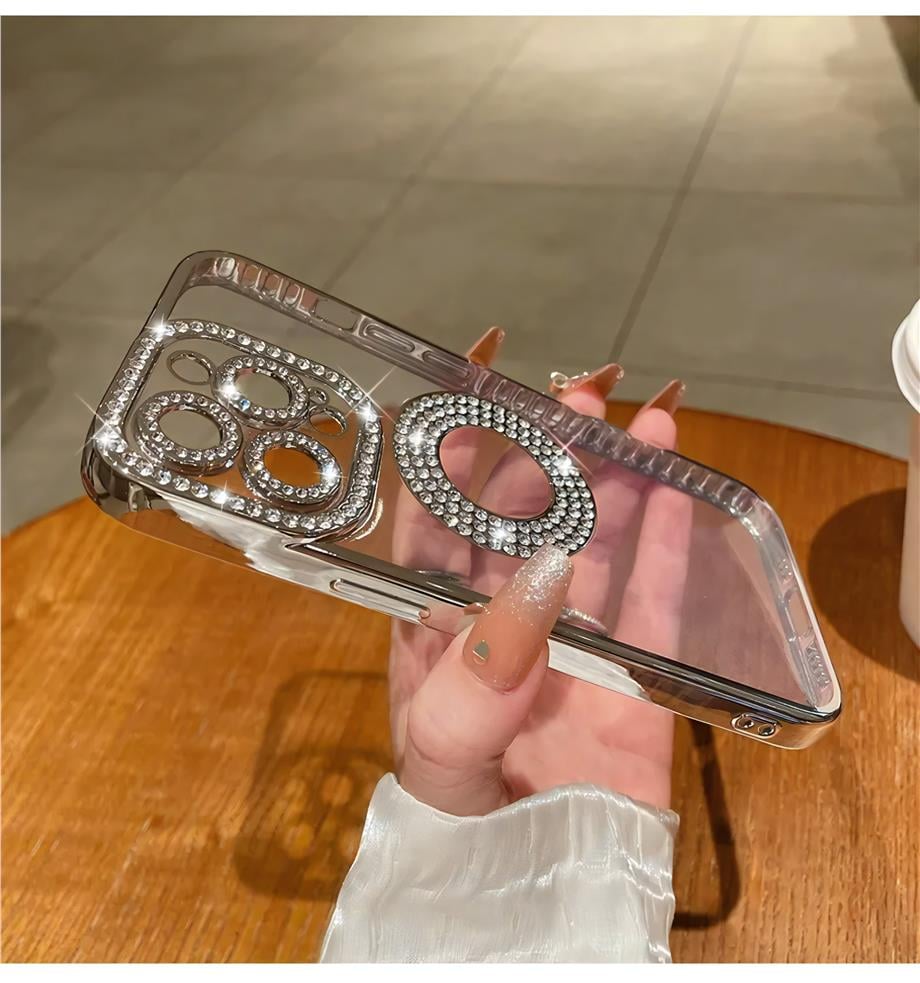 Logo ve Kamerası Taşlı Kamera Korumalı Silikon Kılıf Rose Renkli