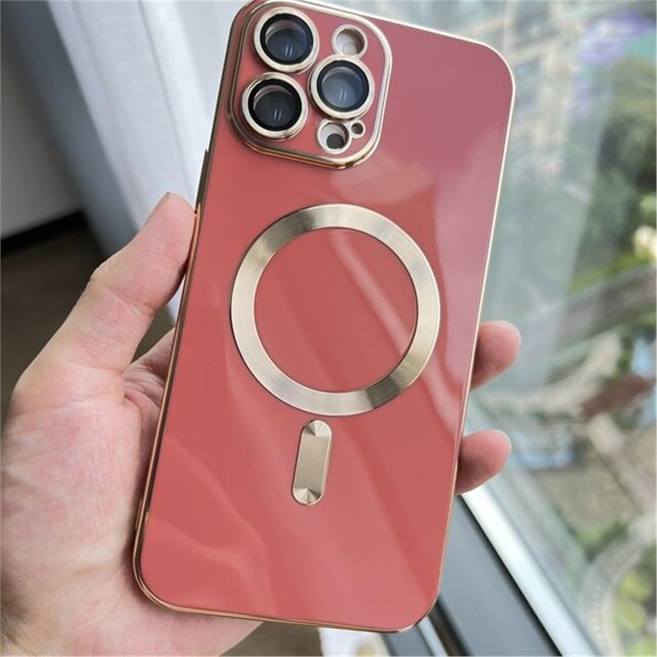 Magsafe Özellikli Renkli Luxury Kamera Lens Korumalı Kılıf Kırmızı