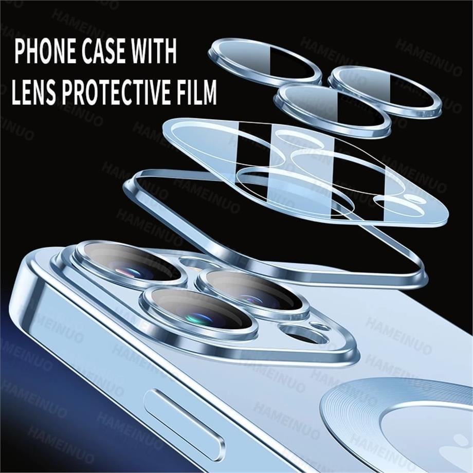 Magsafe Özellikli Renkli Luxury Kamera Lens Korumalı Kılıf Kırmızı