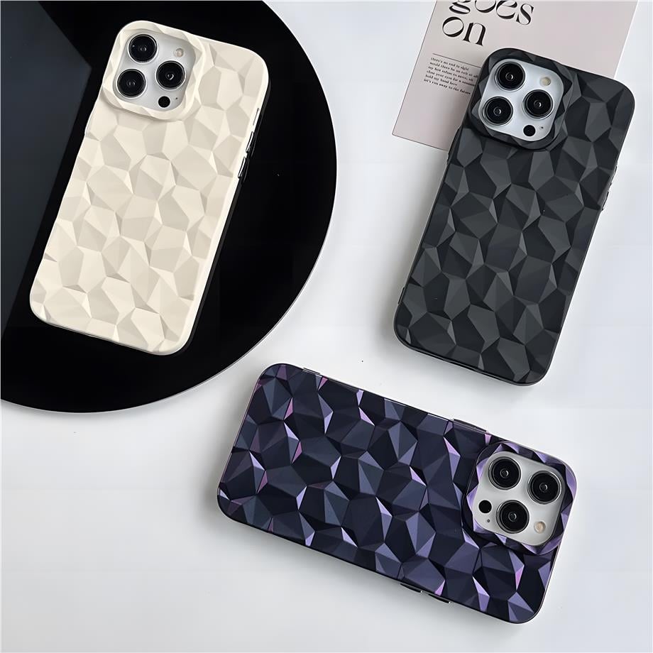 Parlak Prizma Tasarımlı Luxury Telefon Kılıfı Siyah Renkli