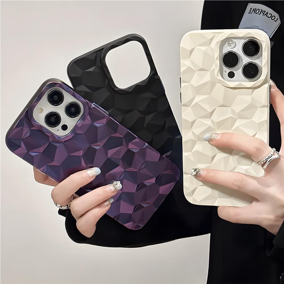 Parlak Prizma Tasarımlı Luxury Telefon Kılıfı Siyah Renkli