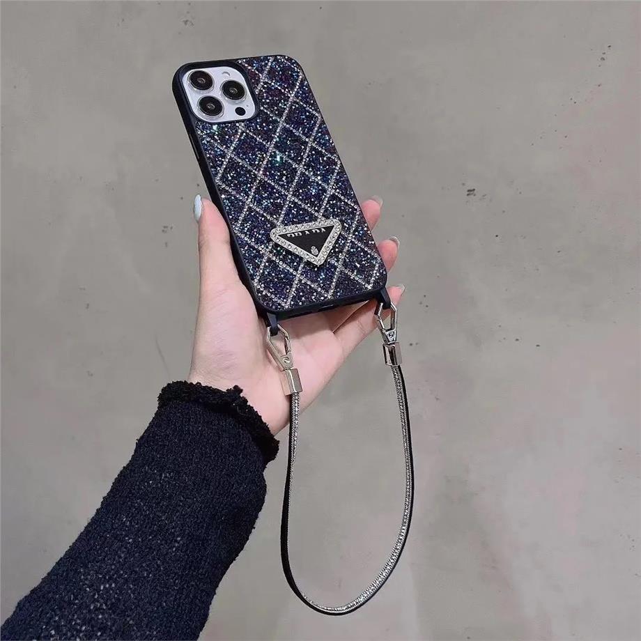 Prada Askılı Taşlı Silikon Telefon Kılıfı Beyaz Taşlı