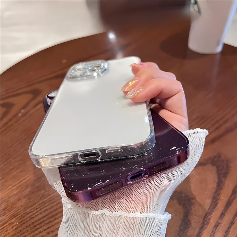 Simli Kamera ve Lens Korumalı Sararmaz Sert Mika Telefon Kılıfı Siyah Renkli