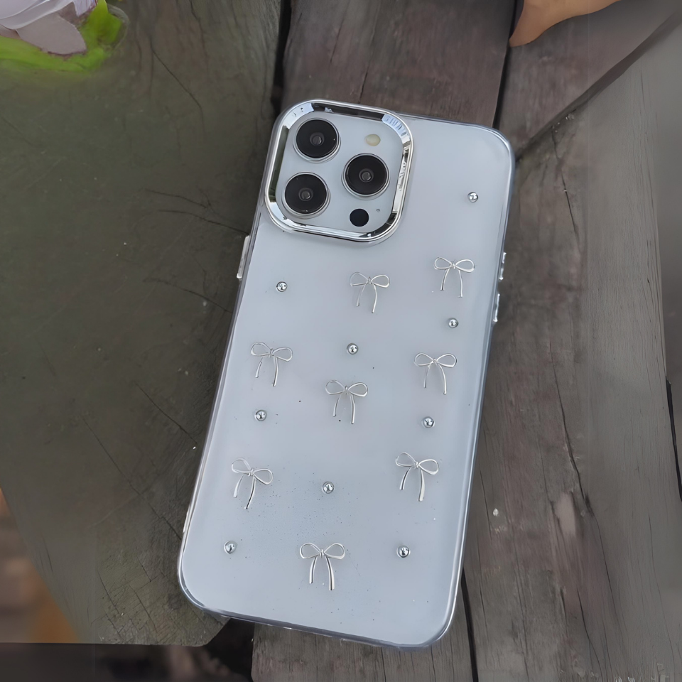 Simli Şeffaf Luxury Silikon Telefon Kılıfı Fiyonk Tasarımlı
