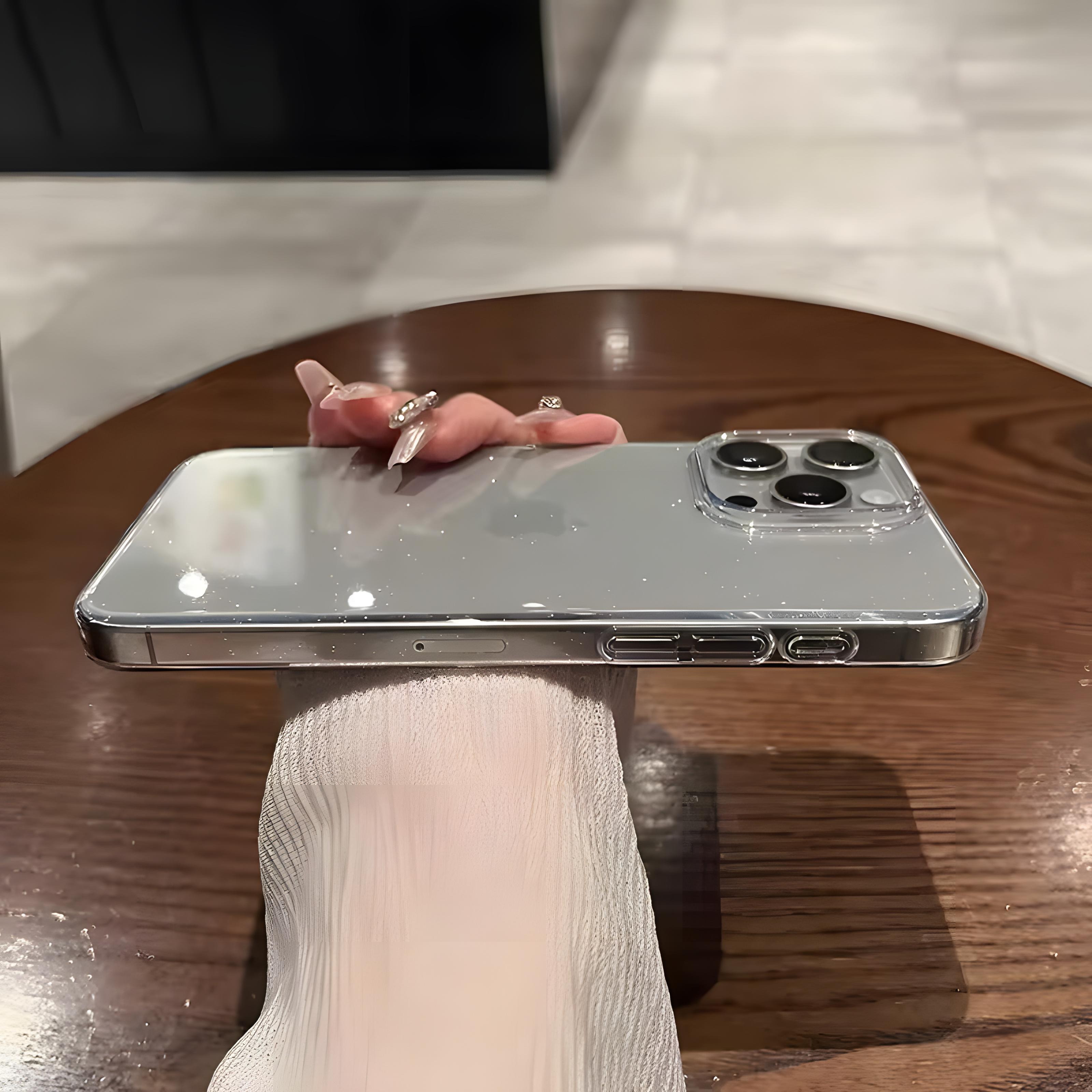 Simli Şeffaf Sararmayan Sert Mika Telefon Kılıfı