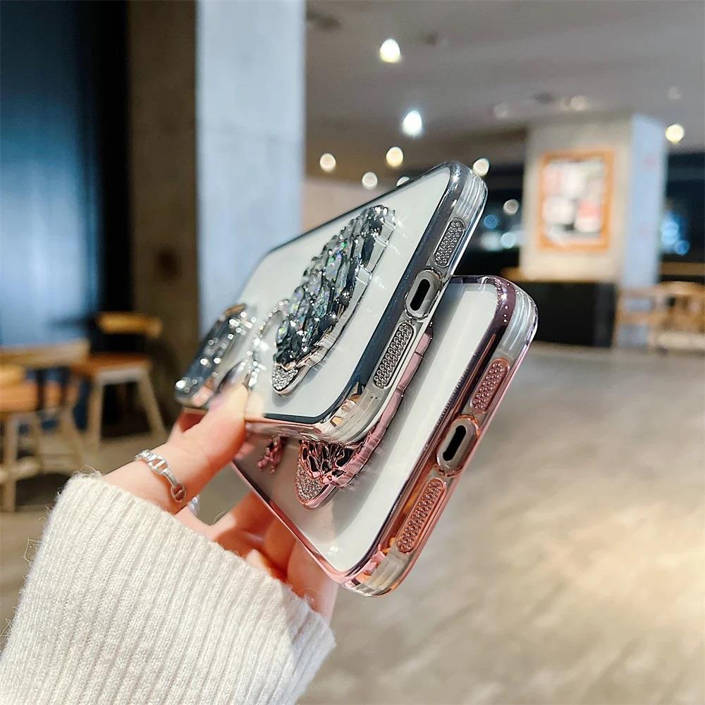 Sulu Simli Kelebek Tasarımlı Telefon Kılıfı Mavi Renkli