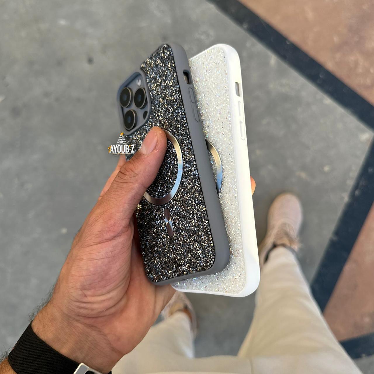 Swa Luxury Taşlı Magsafe Telefon Kılıfı Siyah