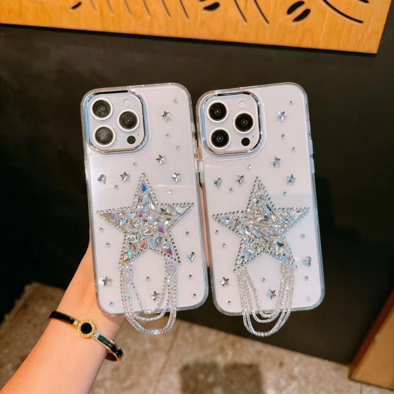 Taşlı Yıldızlı Diamond Silikon Telefon Kılıfı Şeffaf Renkli