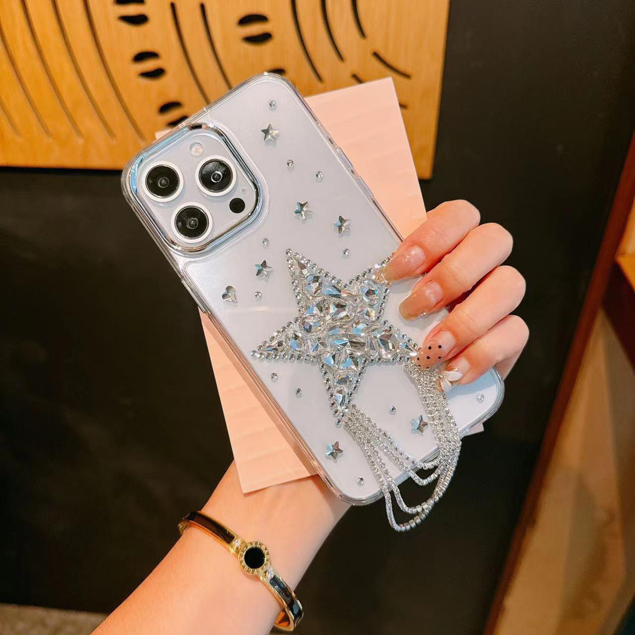 Taşlı Yıldızlı Diamond Silikon Telefon Kılıfı Şeffaf Renkli