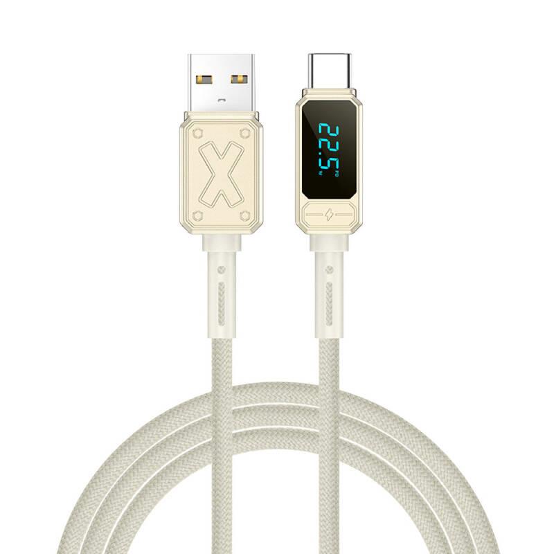 Wiwu Wi-C038 Titan Serisi USB-A to Type-C 6A 66W LED Dijital Göstergeli Şarj ve Data Kablosu 1.2M