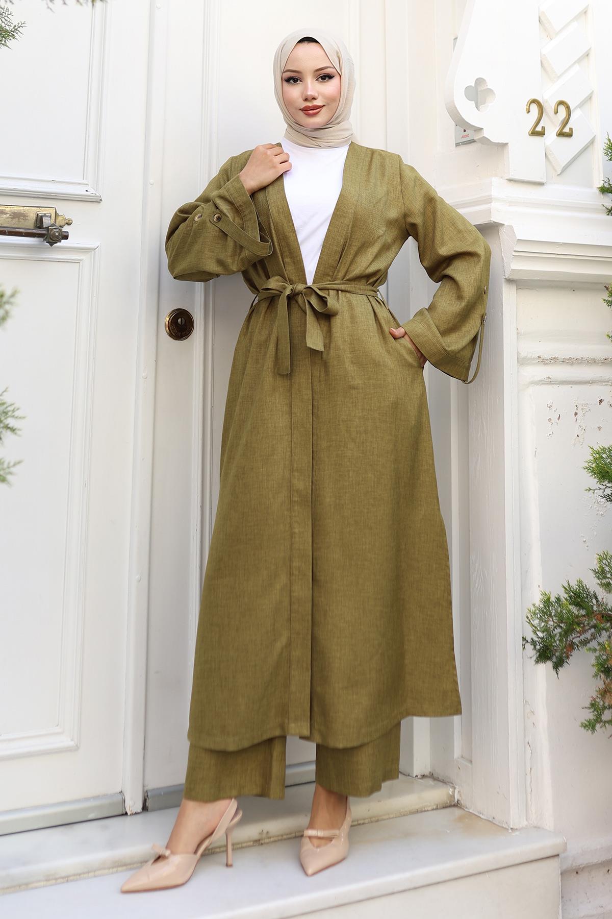 Apolet Detaylı Kimono Takım Haki 19253