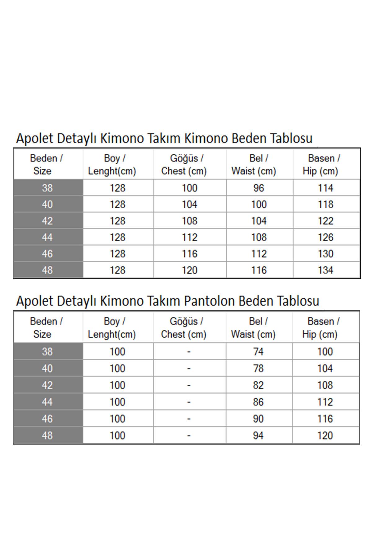 Apolet Detaylı Kimono Takım İndigo 19253