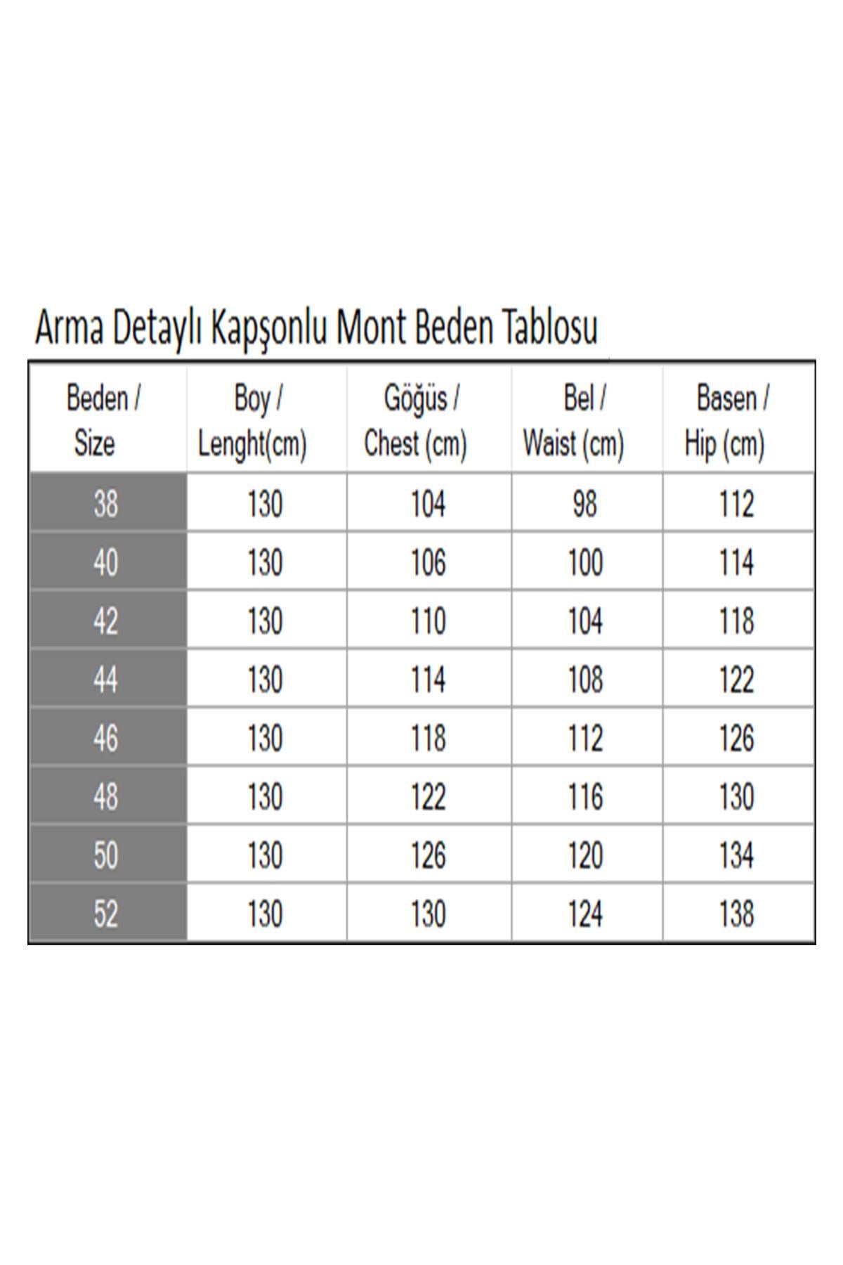 Arma Detaylı Kapşonlu Mont Taba 19268