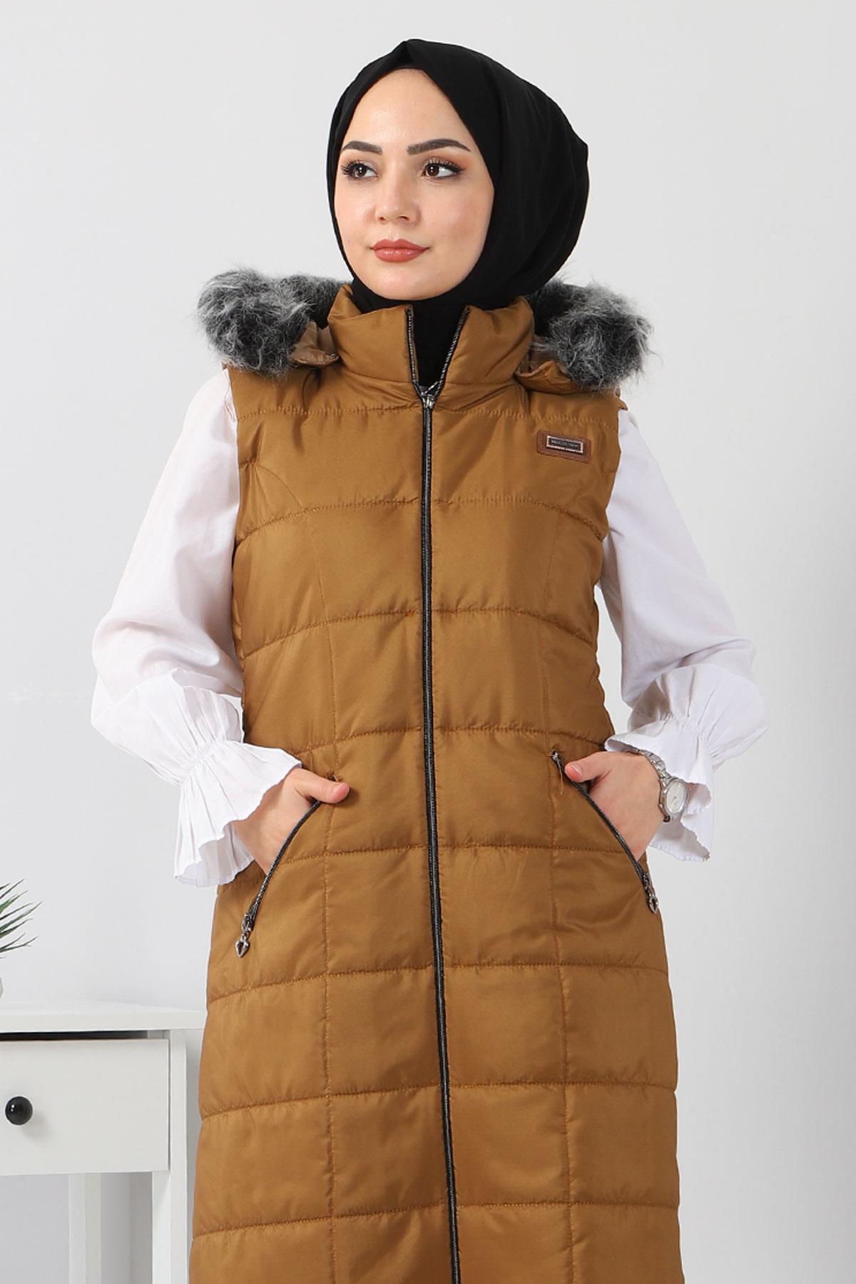 Arma Detaylı Şişme Yelek Taba 9462