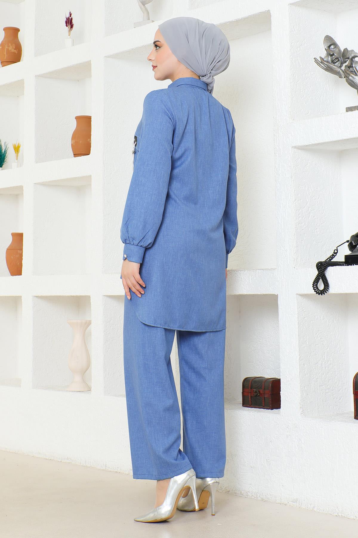 Arması Zincirli Takım Mavi 19206