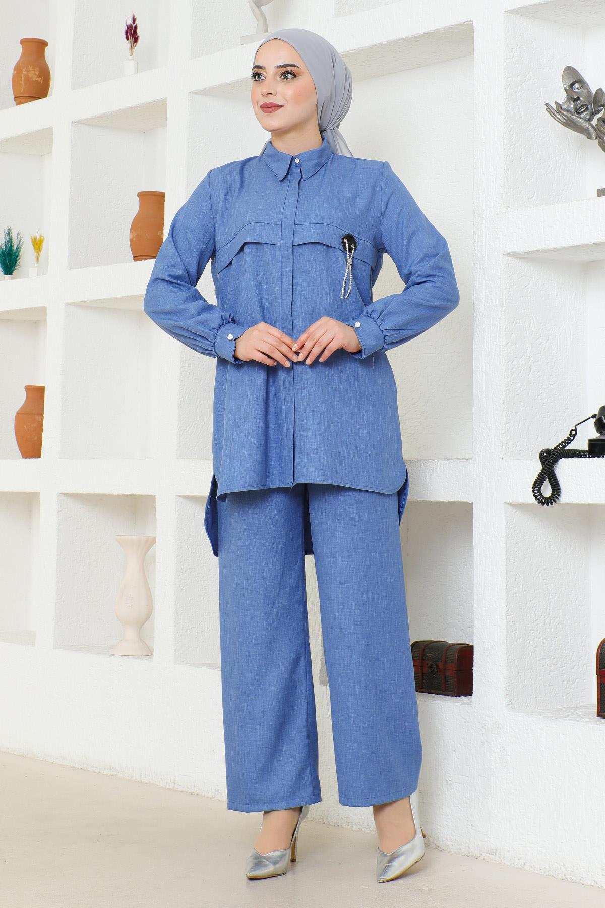 Arması Zincirli Takım Mavi 19206