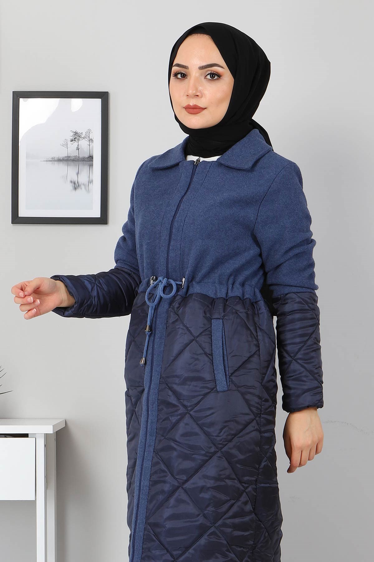 Bağcık Detaylı Kaşe İndigo 2359