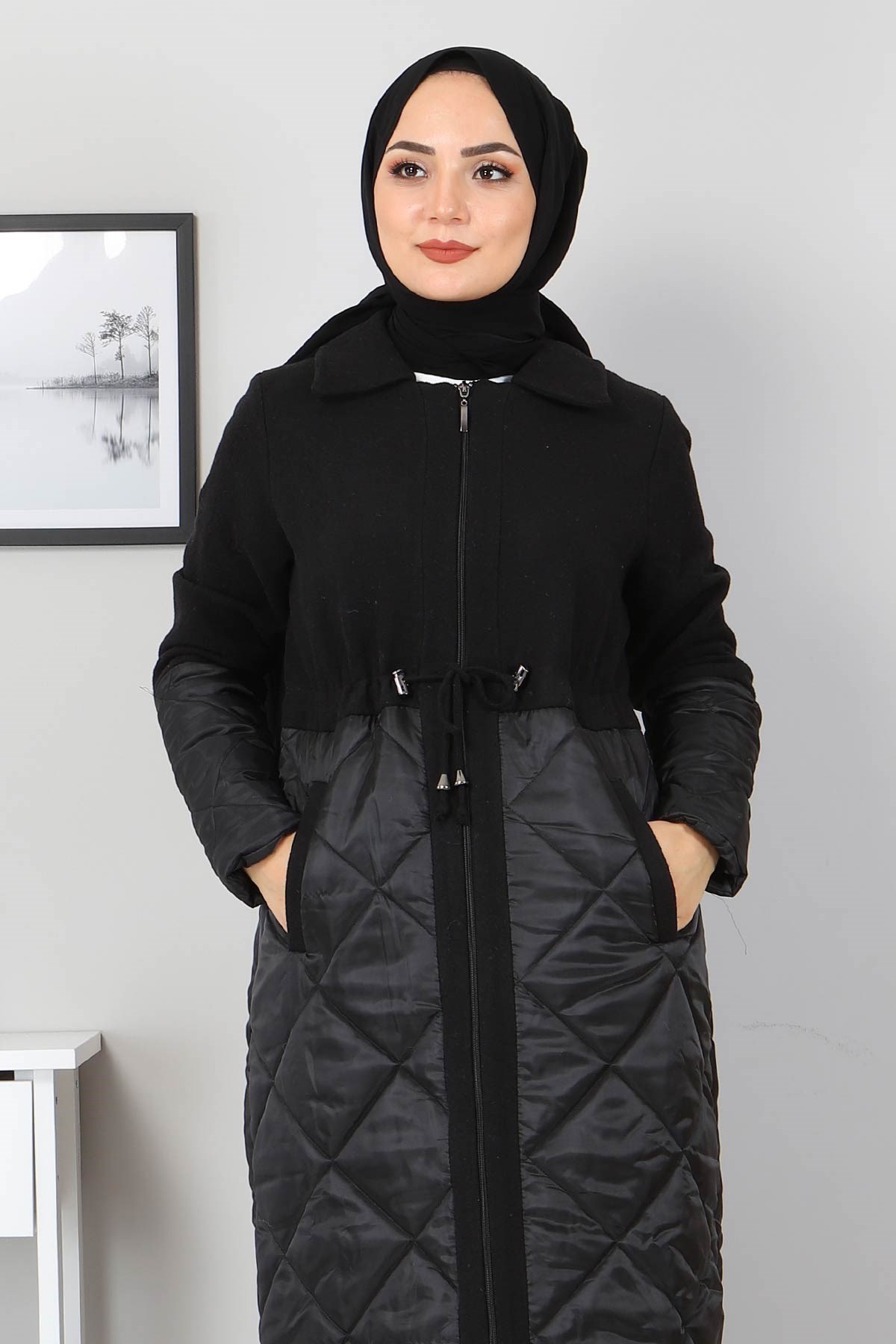 Bağcık Detaylı Kaşe Siyah 2359