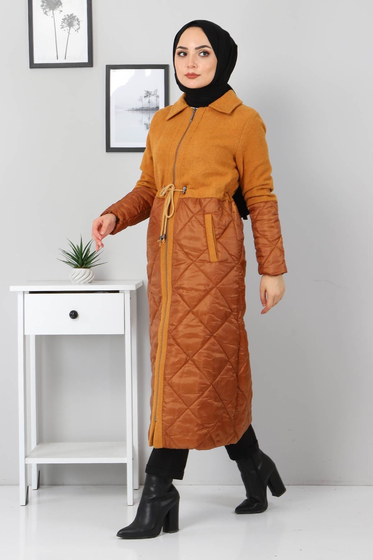 Bağcık Detaylı Kaşe Taba 2359