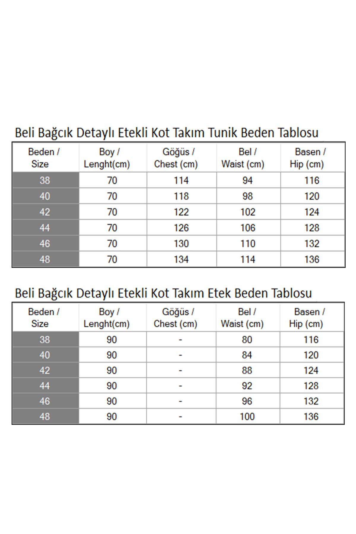 Beli Bağcık Detaylı Etekli Kot Takım Açık Kot 19198