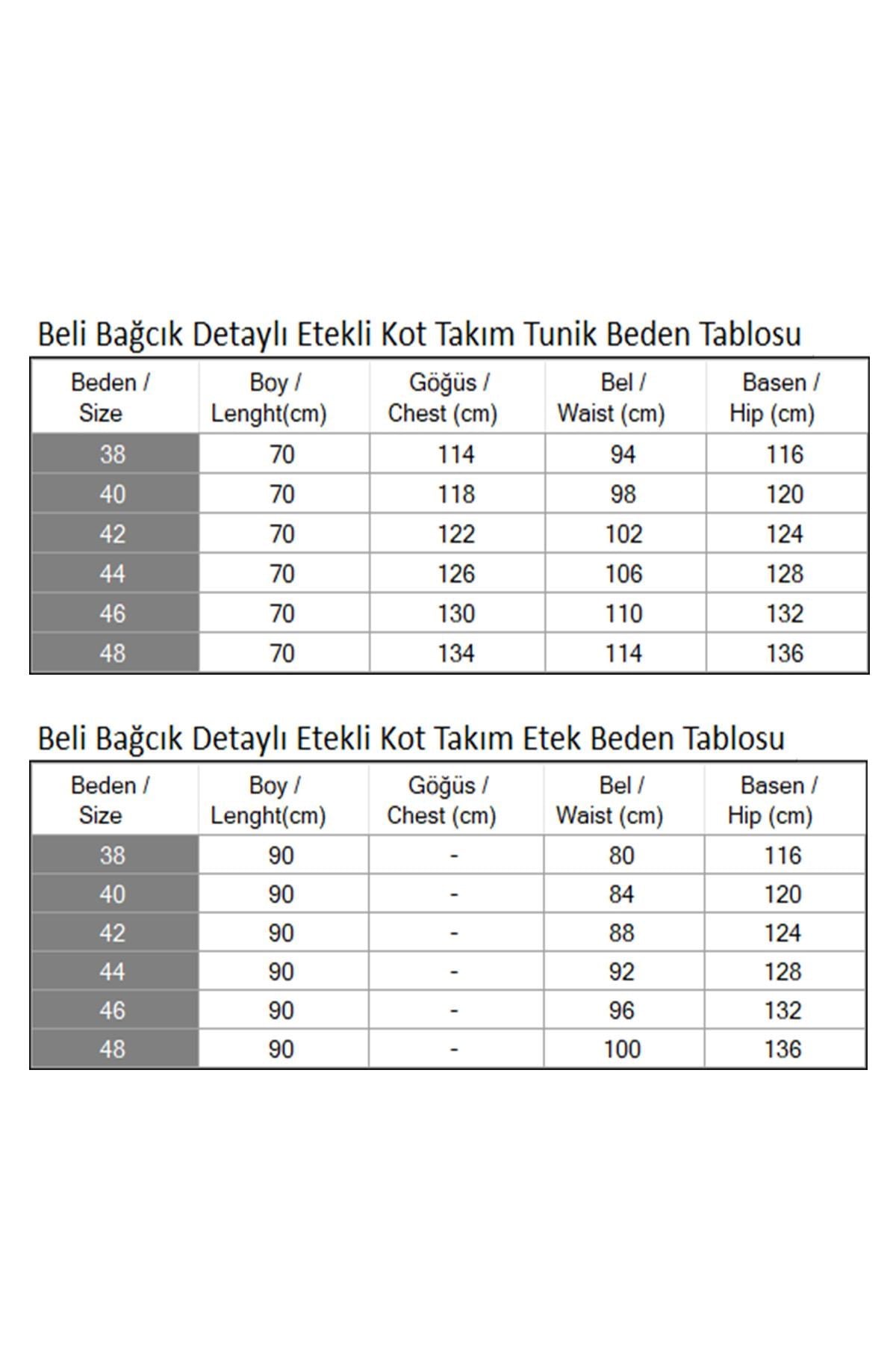 Beli Bağcık Detaylı Etekli Kot Takım Açık Mavi 19198