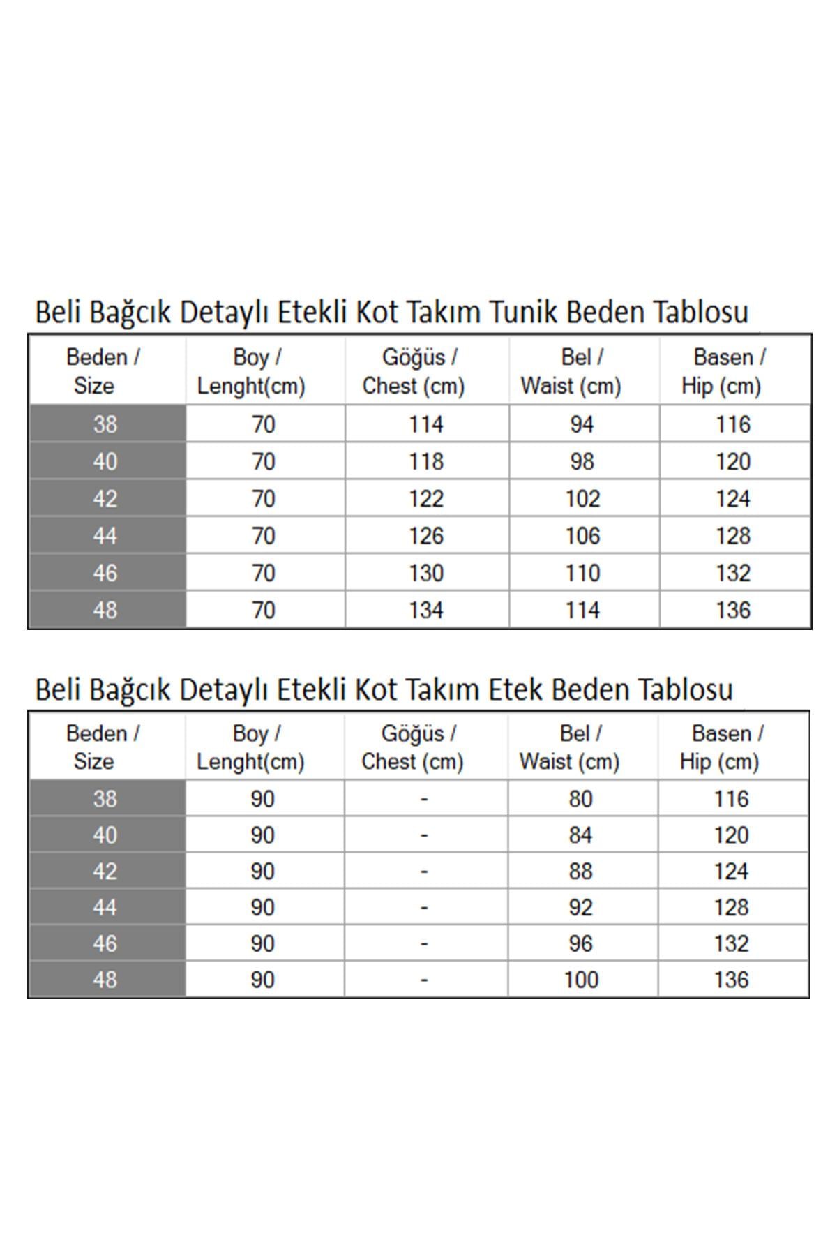 Beli Bağcık Detaylı Etekli Kot Takım Koyu Kot MSV19198