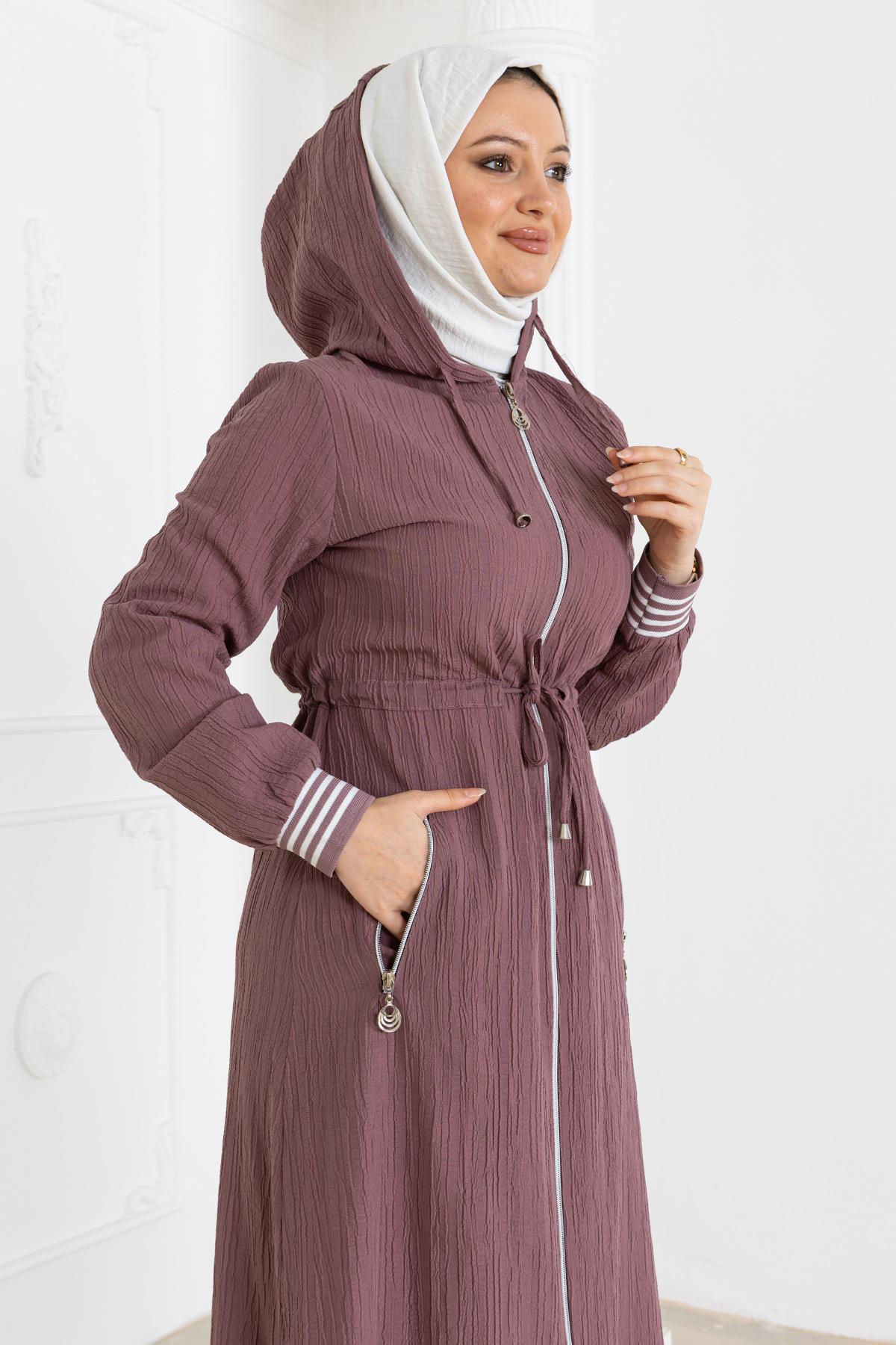 Beli Bağcıklı Kapşonlu Takım Gül Kurusu 19236