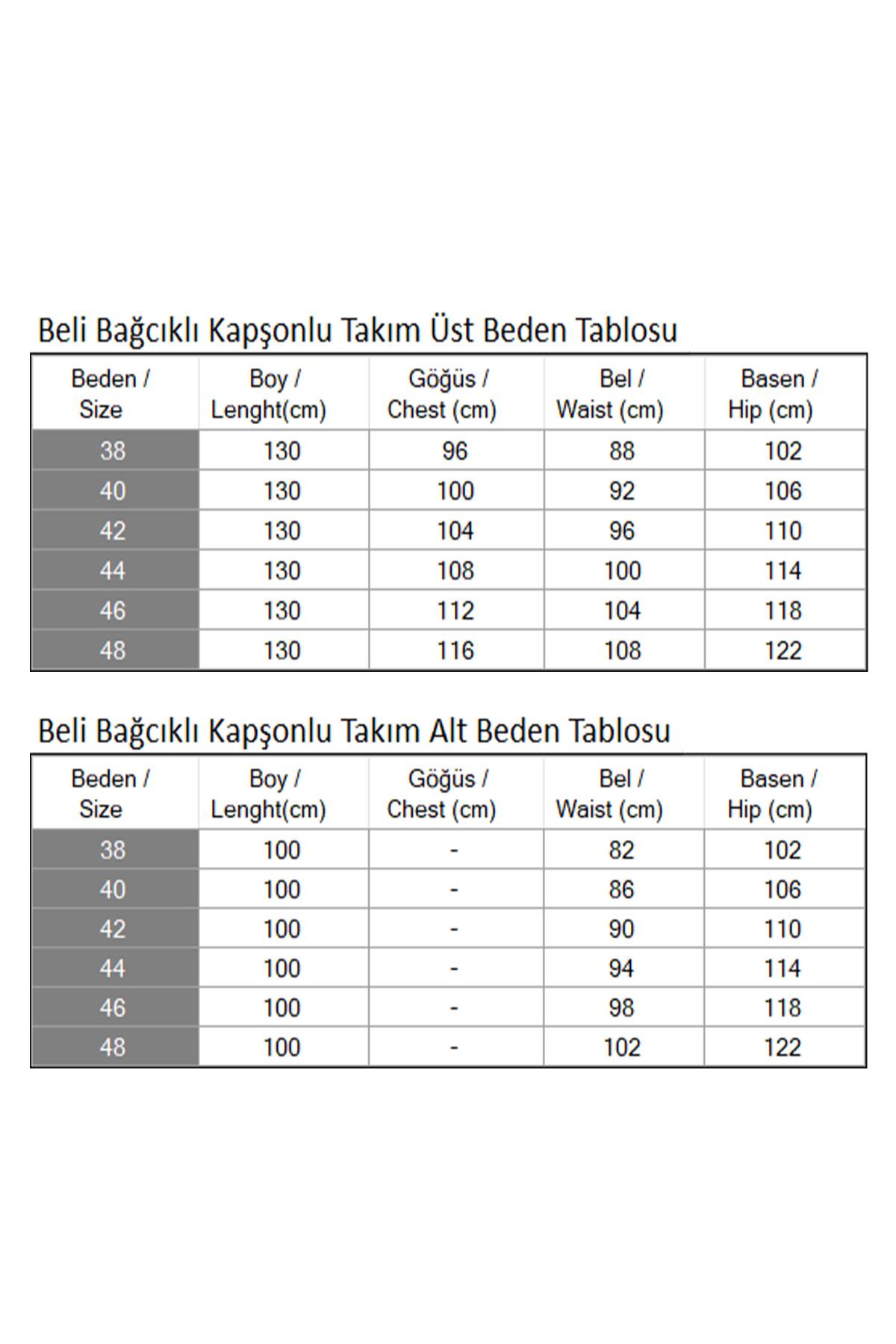 Beli Bağcıklı Kapşonlu Takım Gül Kurusu 19236