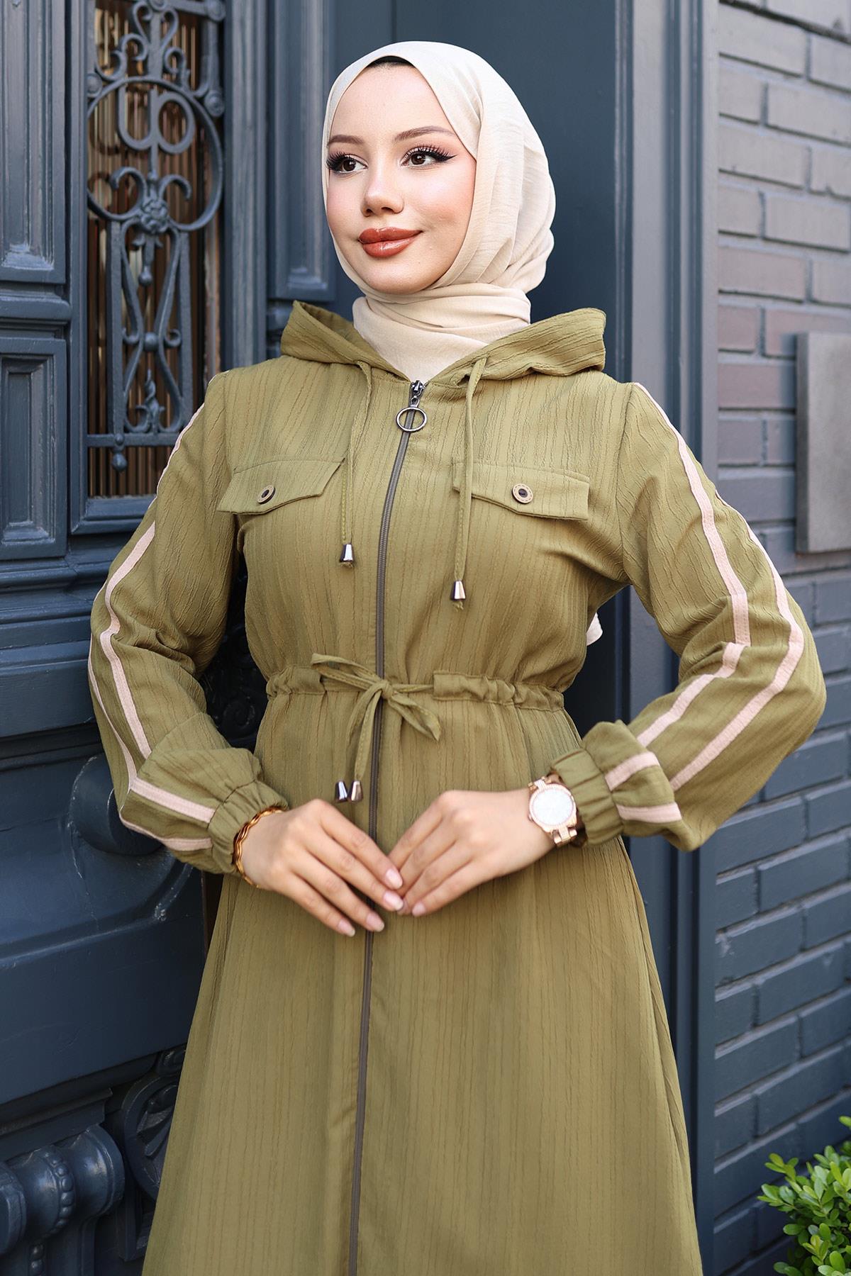 Beli Bağcıklı Kapşonlu Takım Haki 19241