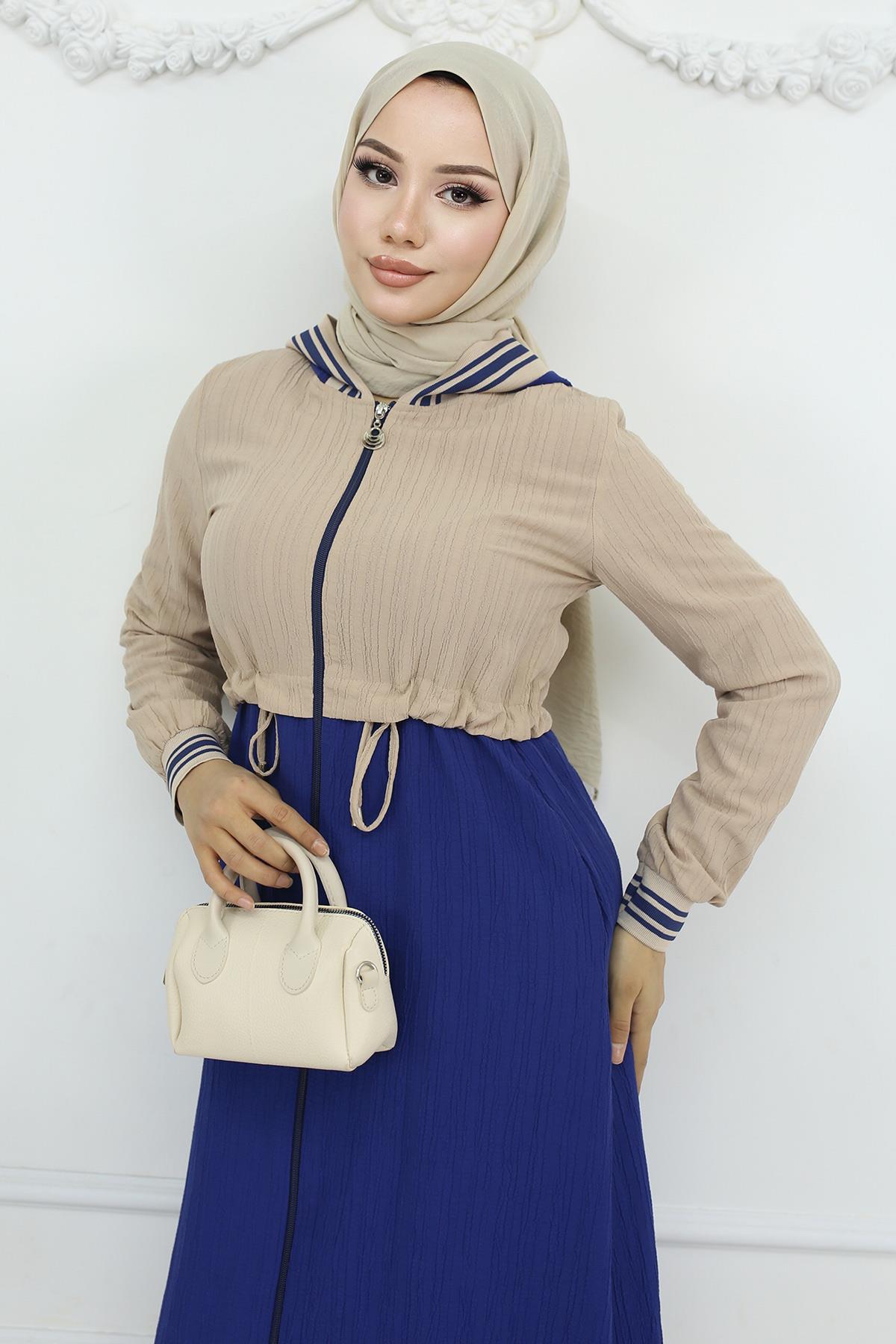 Beli Bağcıklı Ribanalı Takım İndigo 19237