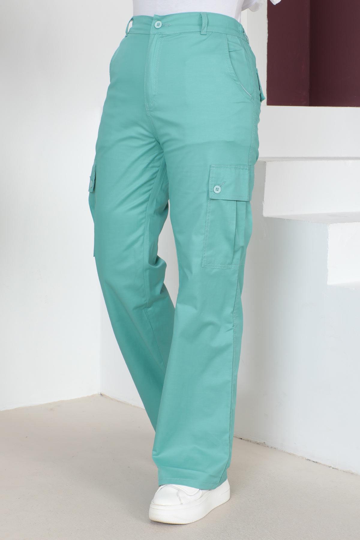 Beli Lastikli Bol Paça Pantolon Mint 6071