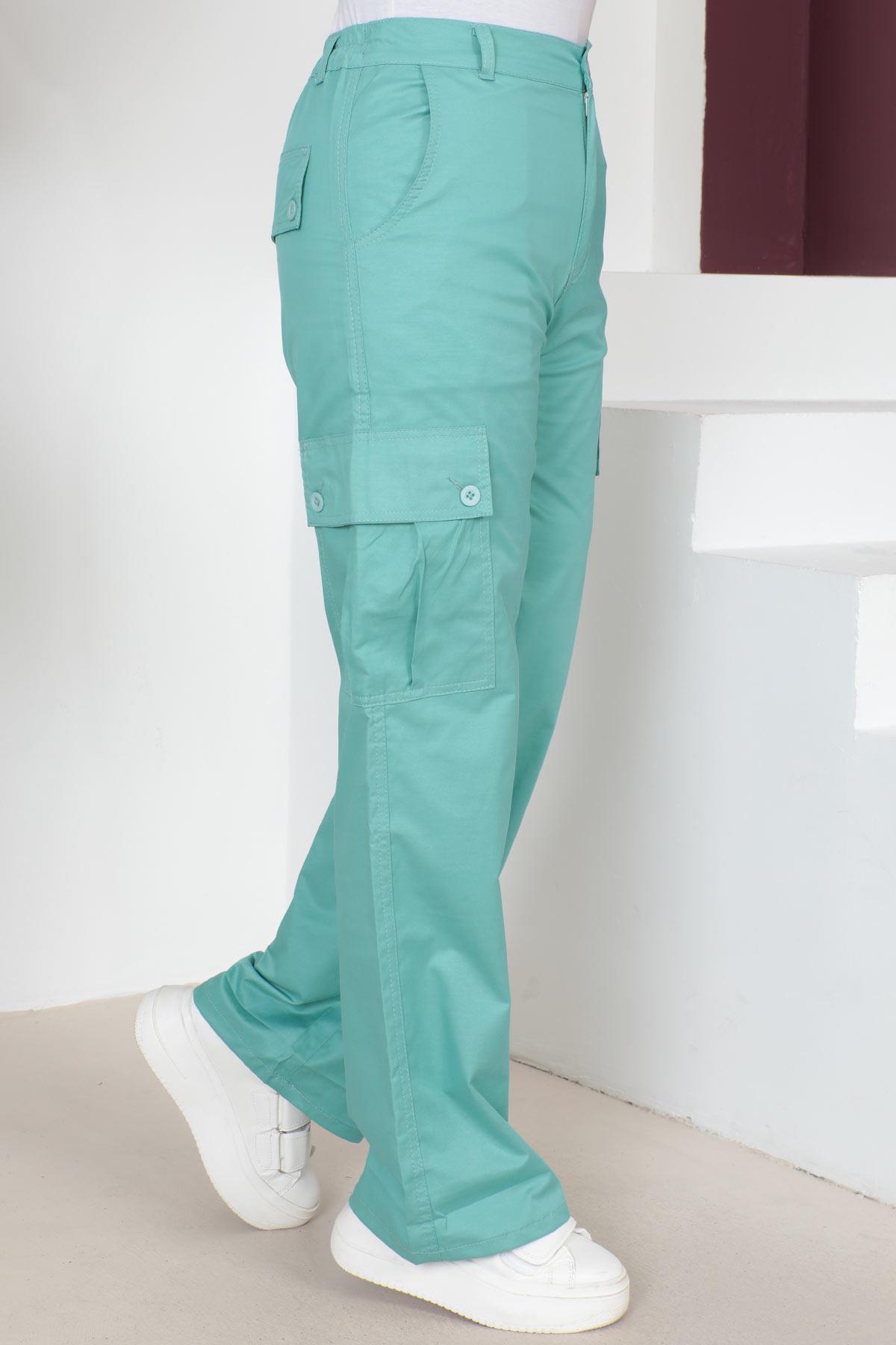Beli Lastikli Bol Paça Pantolon Mint 6071