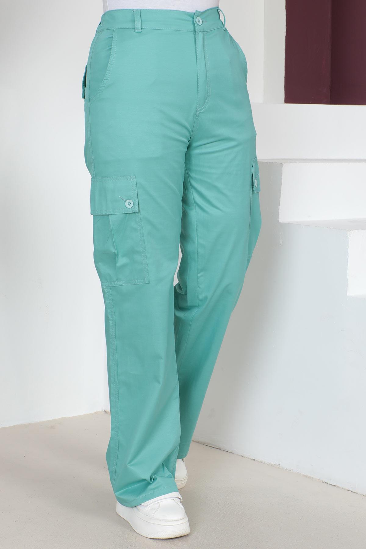 Beli Lastikli Bol Paça Pantolon Mint 6071
