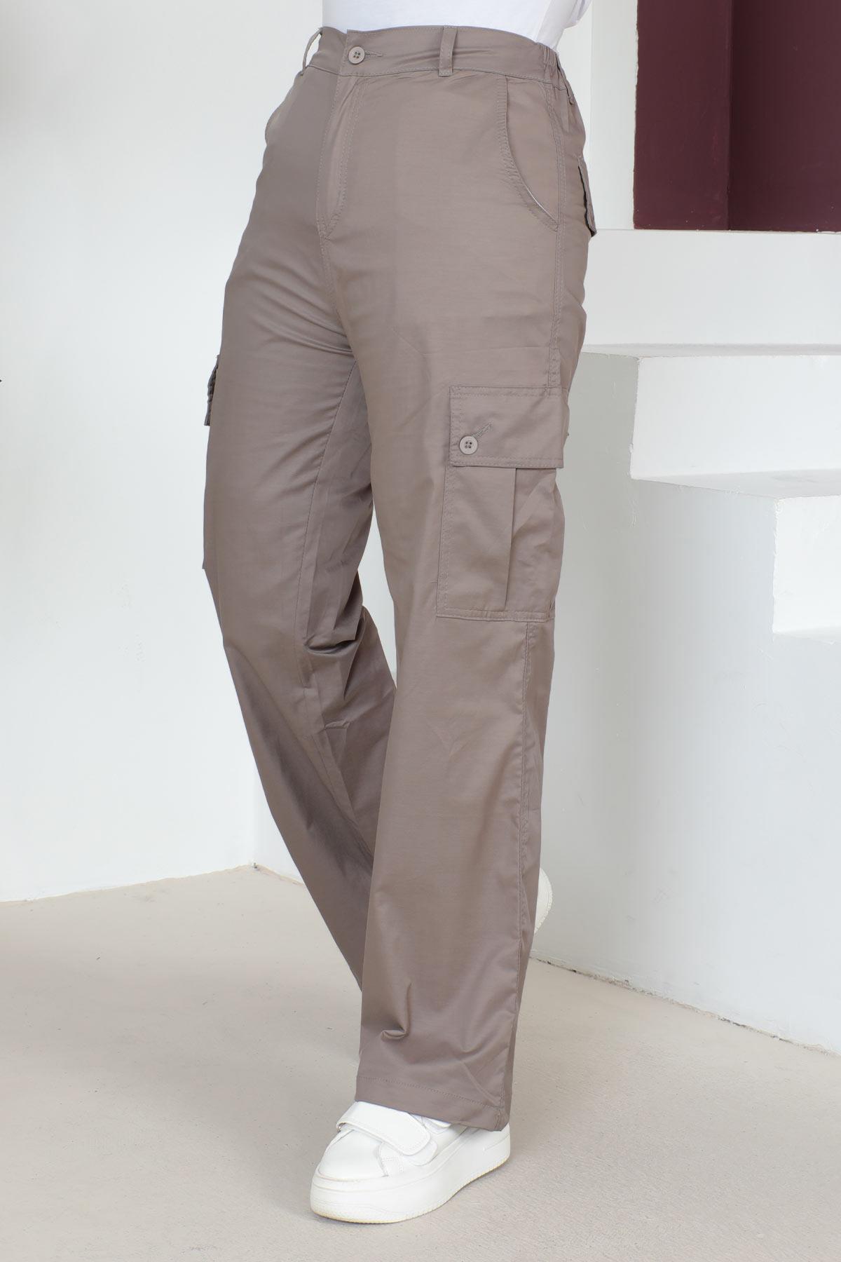 Beli Lastikli Bol Paça Pantolon Vizon 6071