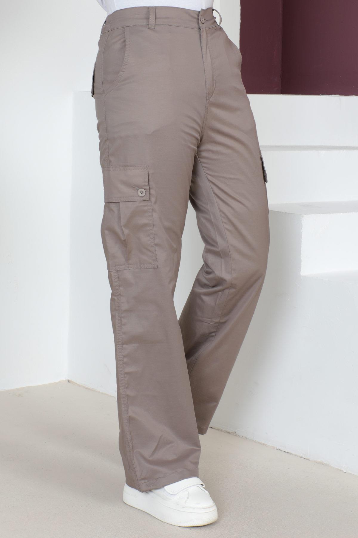 Beli Lastikli Bol Paça Pantolon Vizon 6071