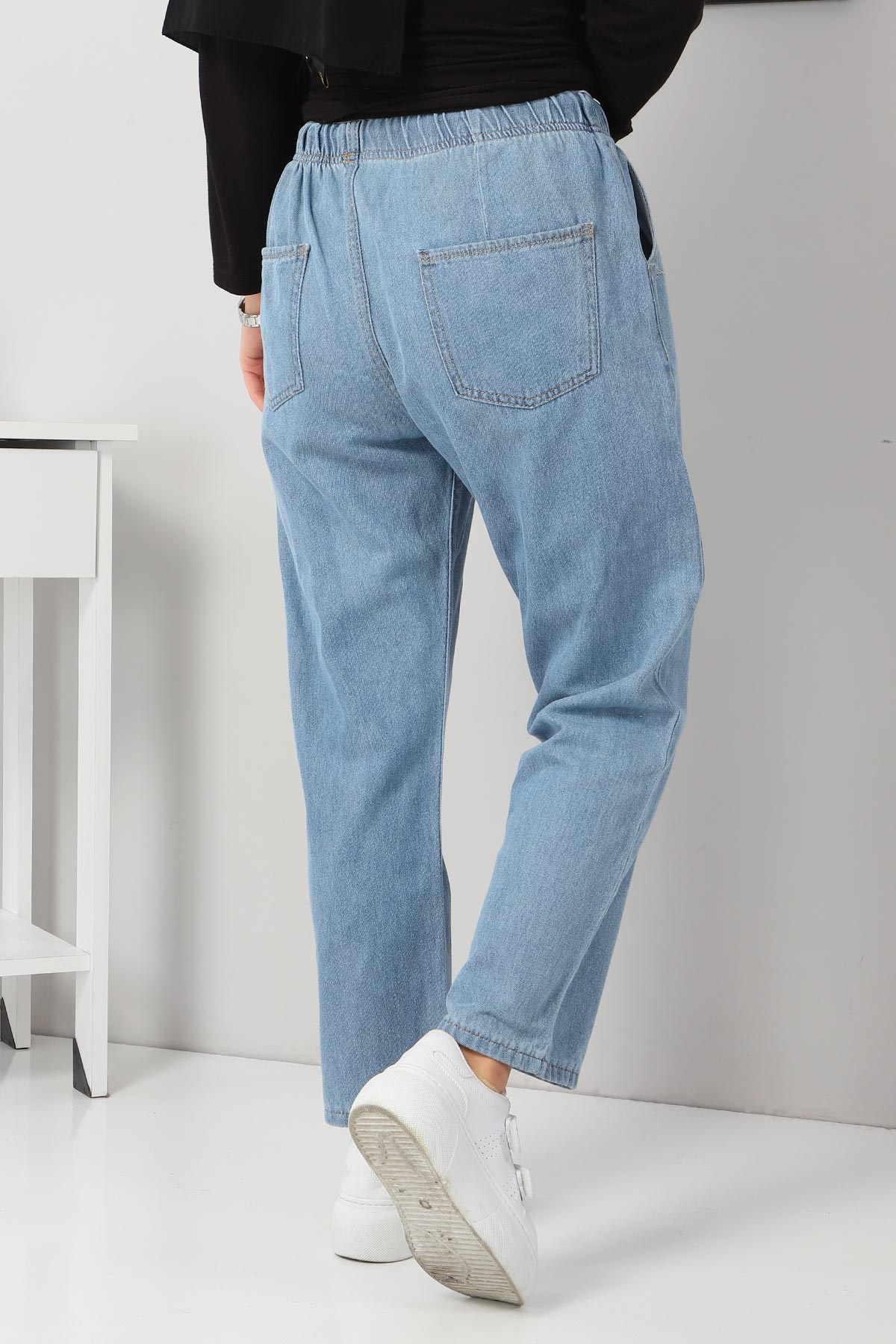 Beli Lastikli Boyfriend Kot Pantolon Açık Kot 5998