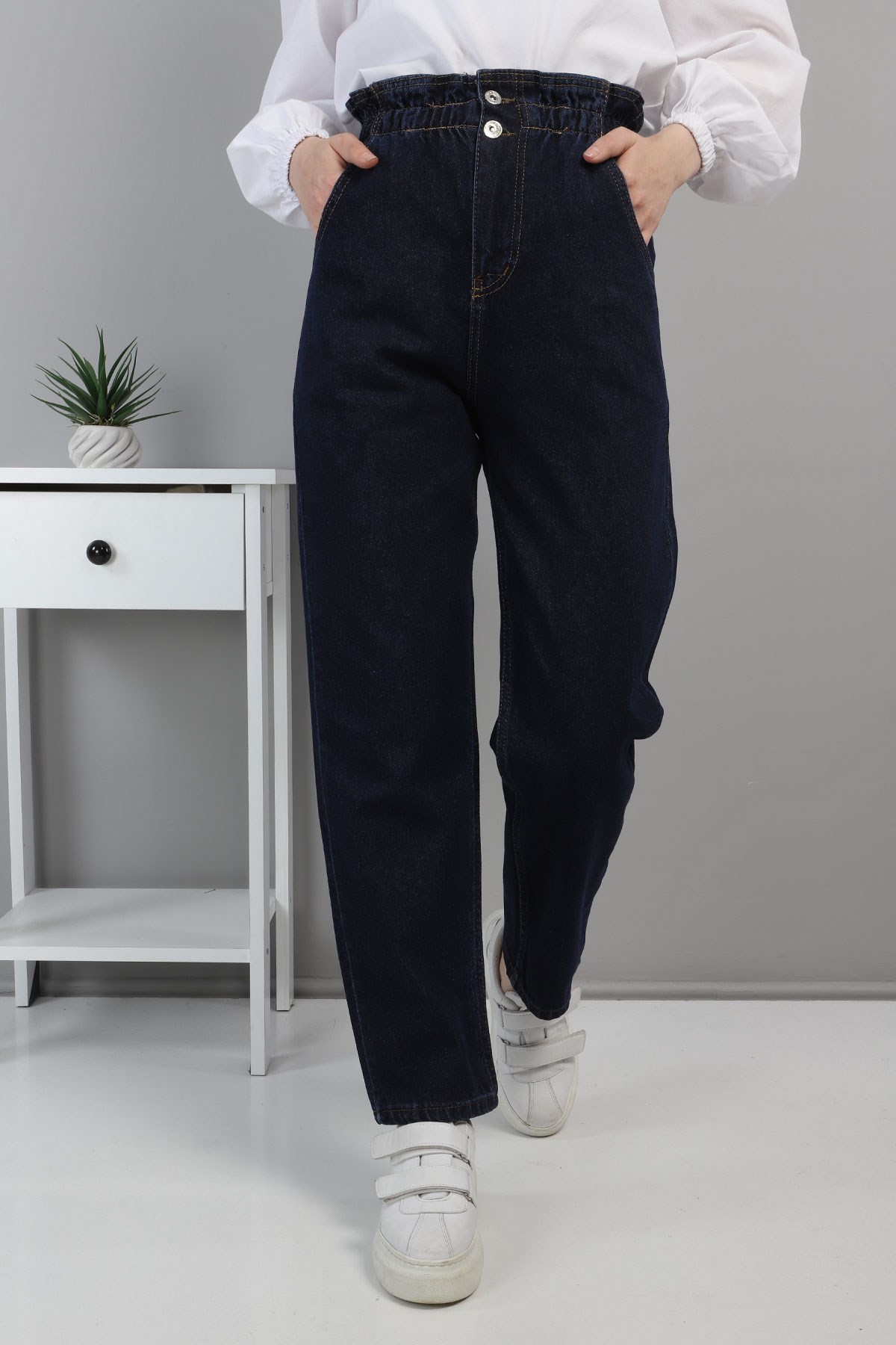 Beli Lastikli Kot Pantolon Lacivert 5021