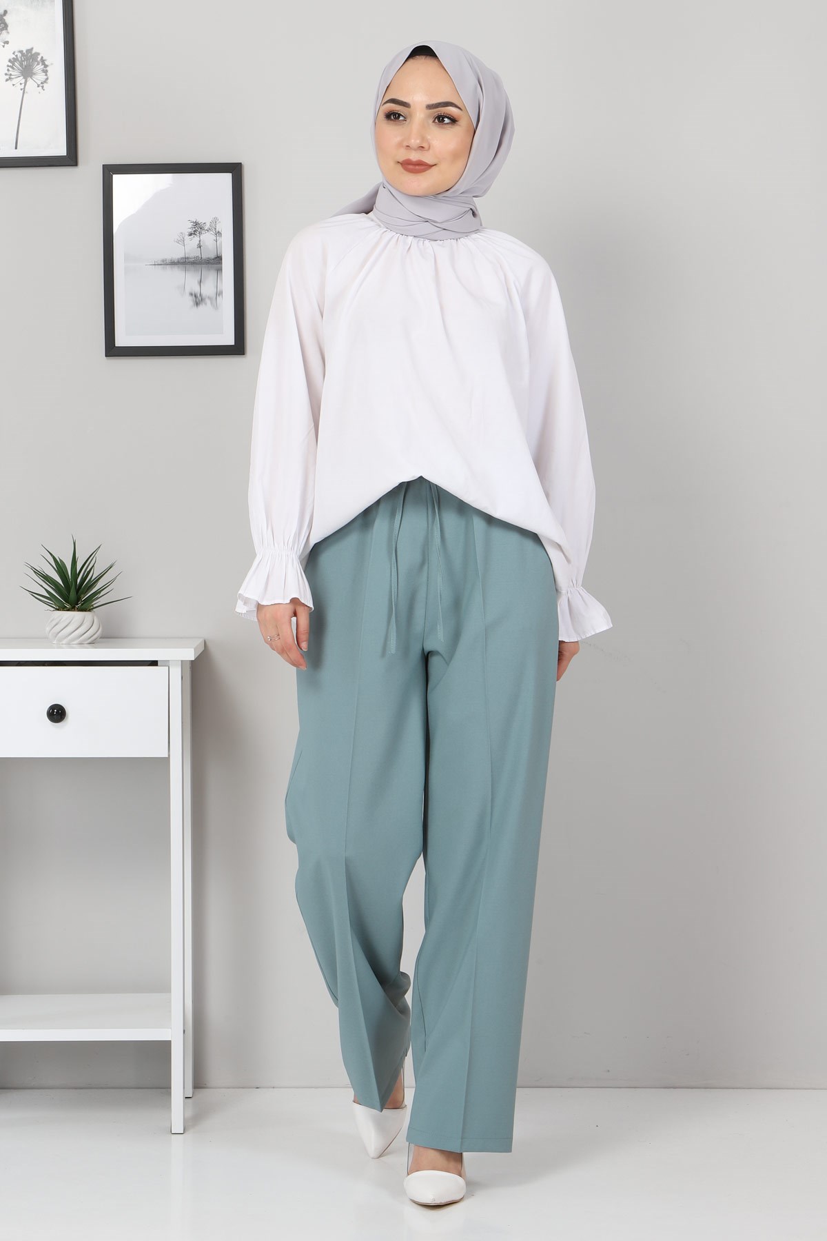 Beli Lastikli Pantolon Mint 10778