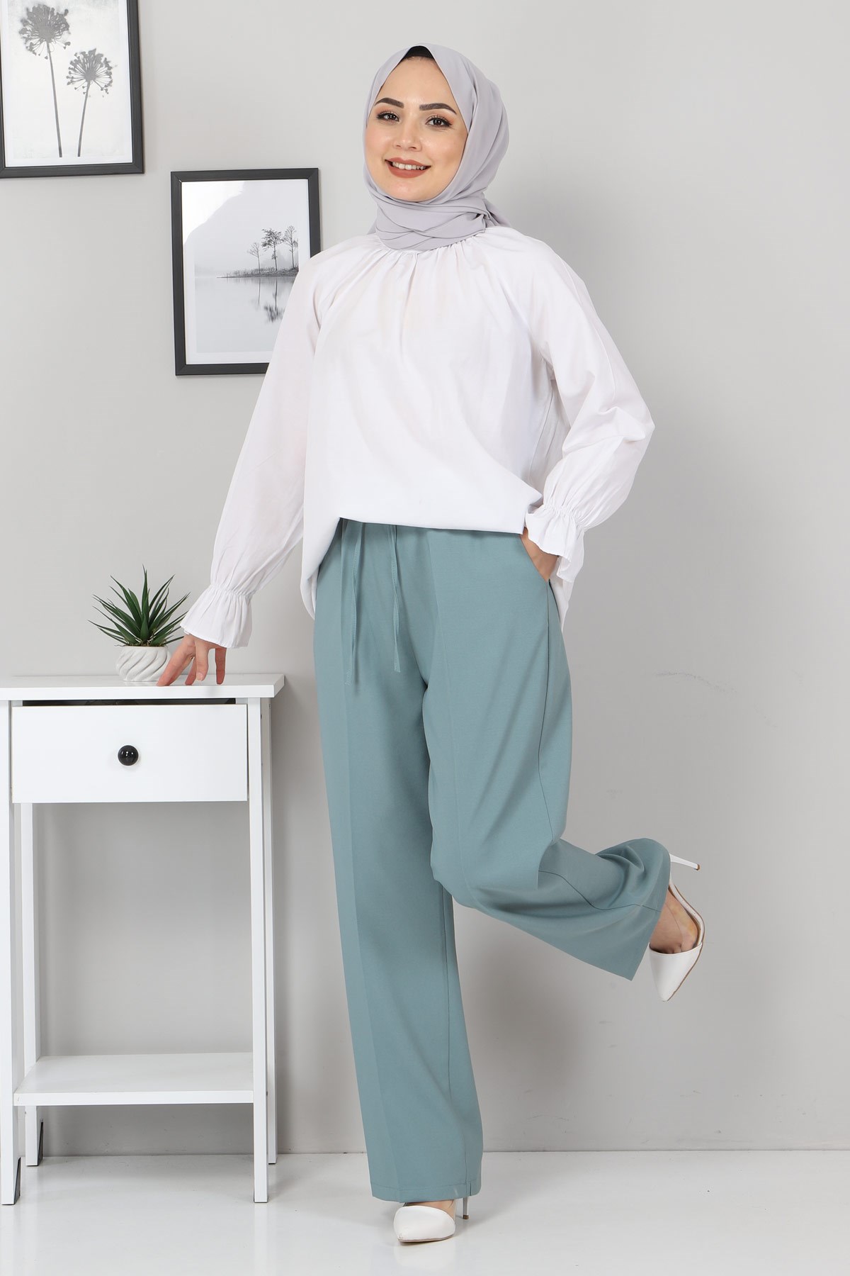 Beli Lastikli Pantolon Mint 10778