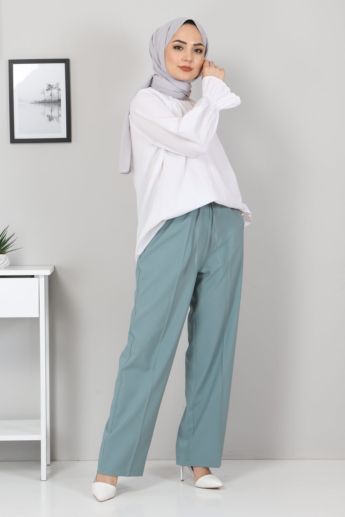 Beli Lastikli Pantolon Mint 10778