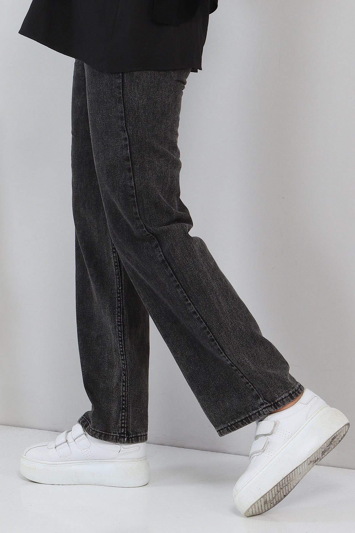 Bol Paça Kot Pantolon Siyah 6016