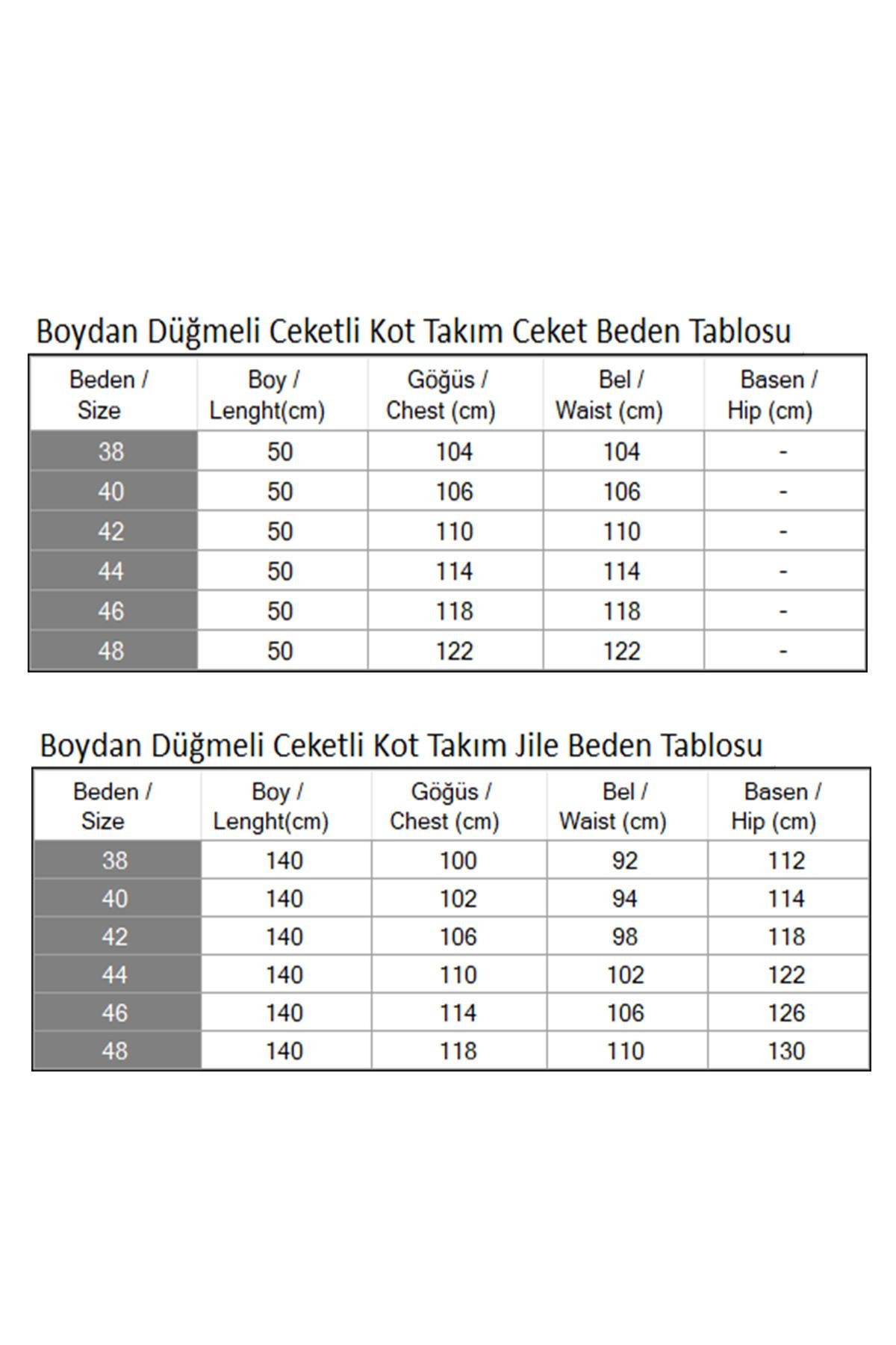 Boydan Düğmeli Ceketli Kot Takım Açık Kot 19281