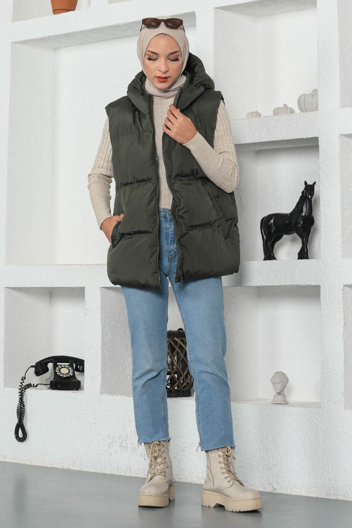 Boyfriend Şişme Yelek Haki 9468