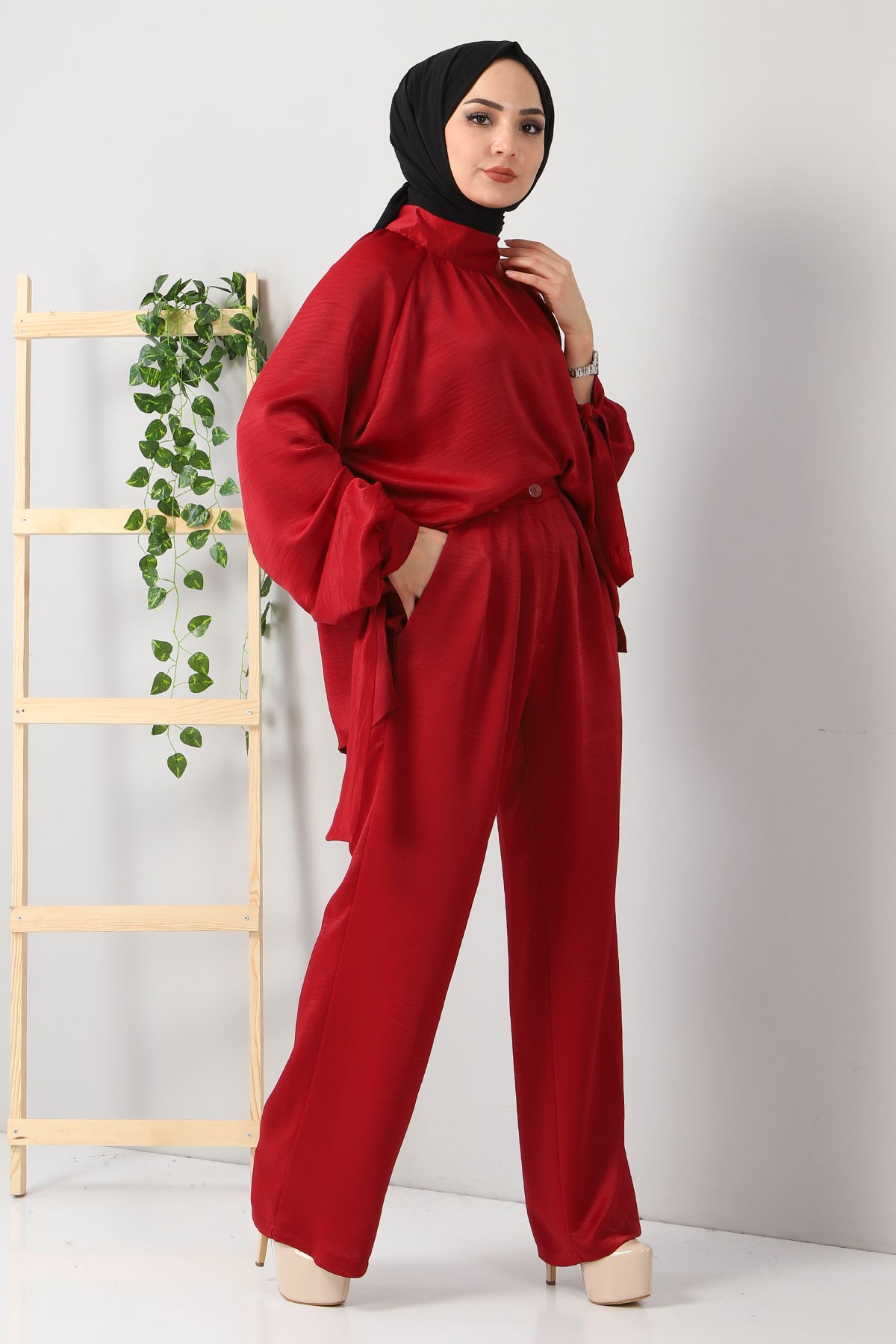 Büzgülü Salaş Takım Bordo 10259