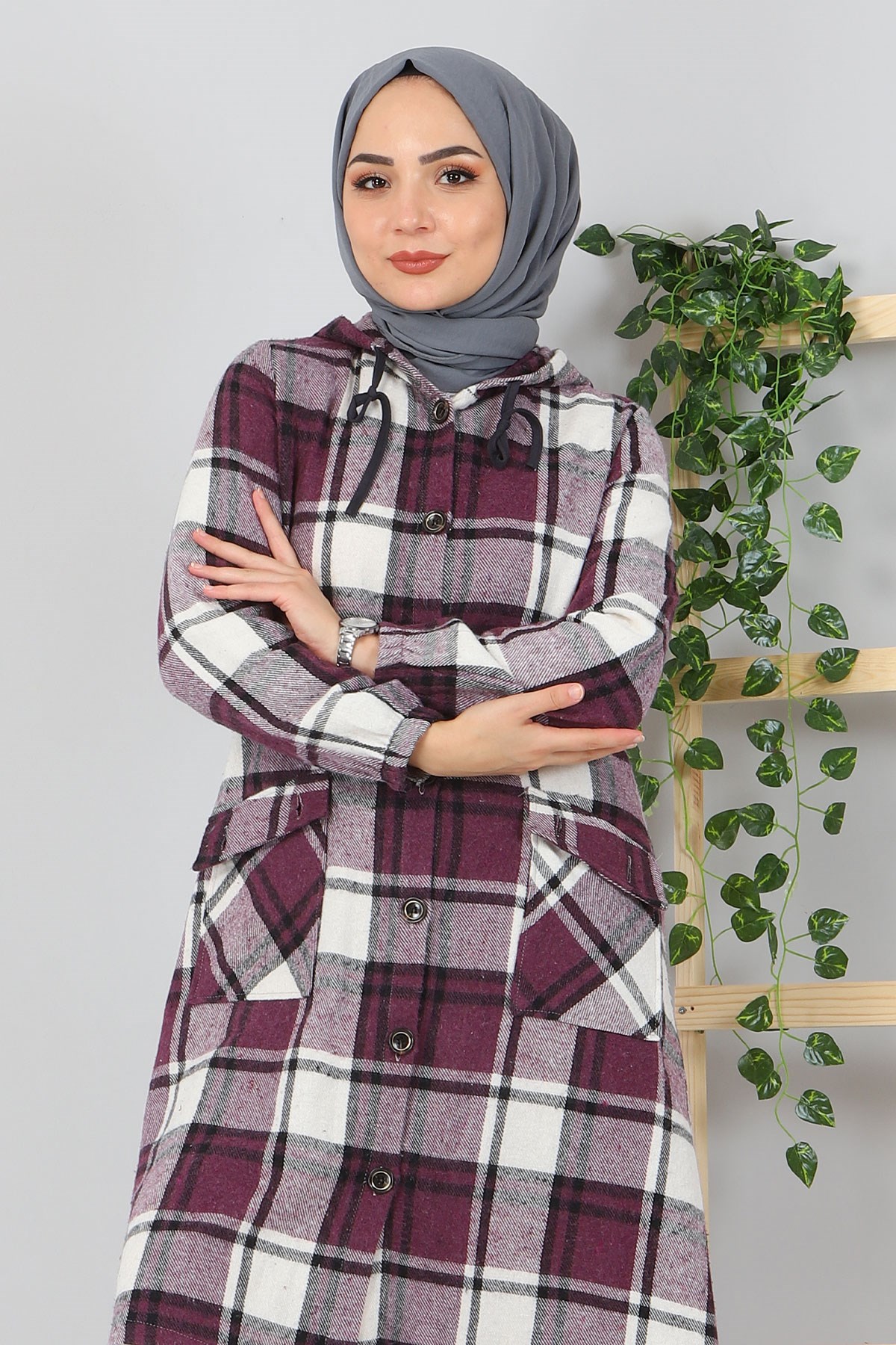 Cebi Düğmeli Kap Mürdüm 10099
