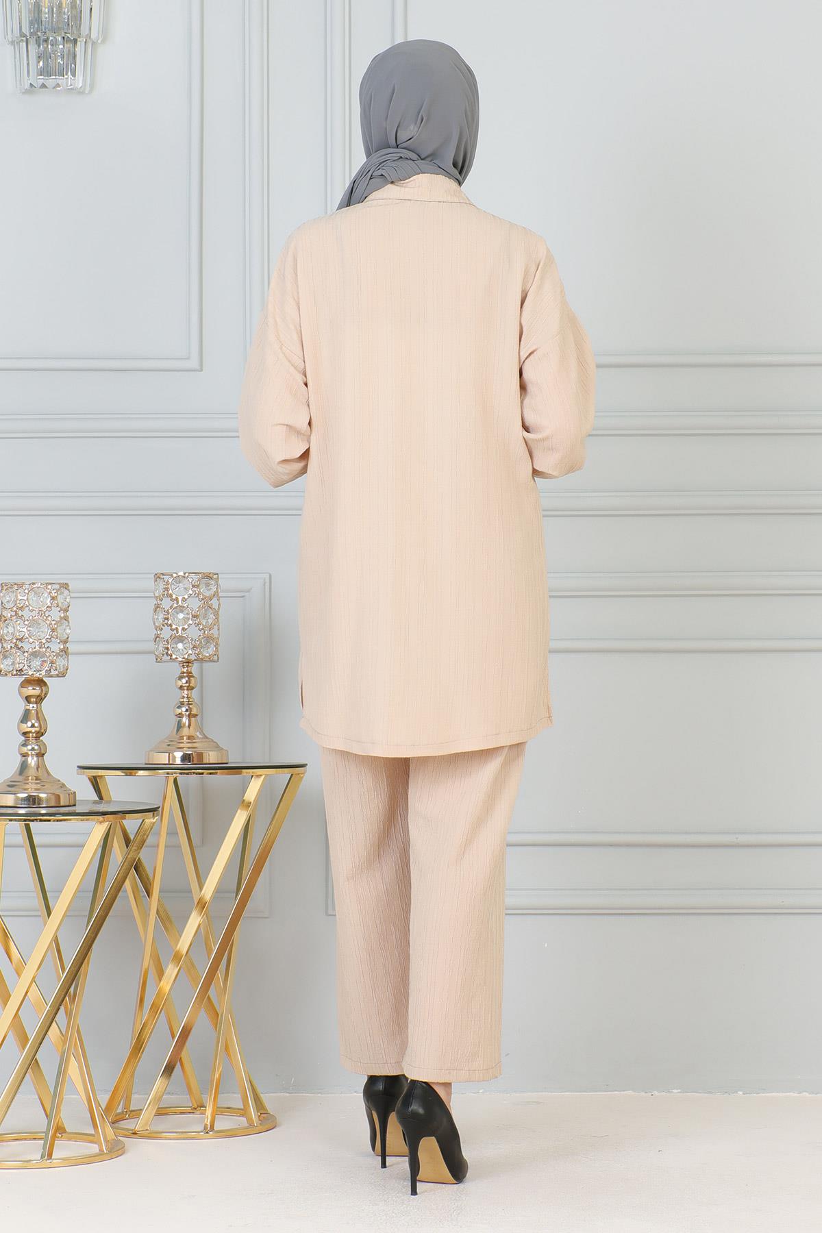 Cebi Taş Detaylı Takım Bej 19210